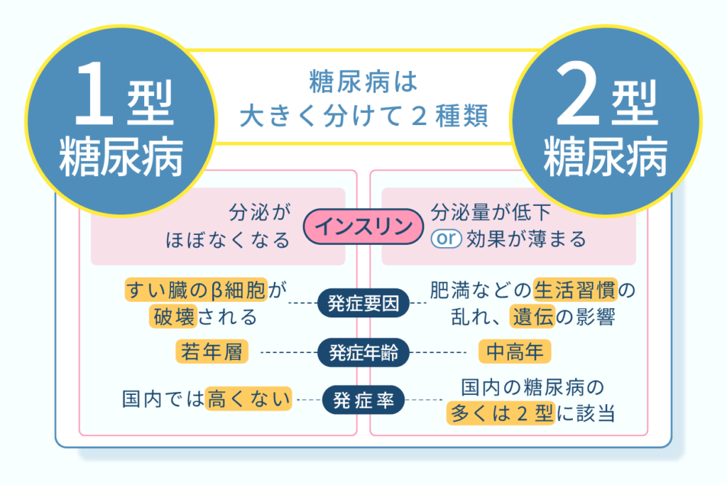 糖尿病は大きく分けて２種類